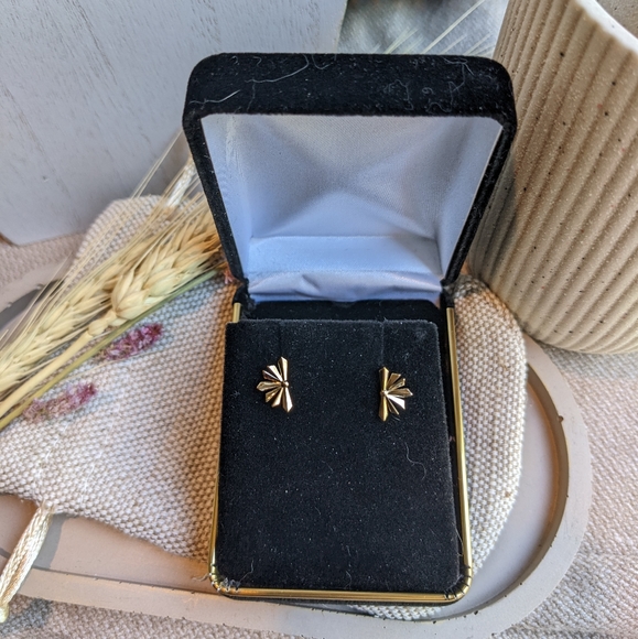 14K Solid Gold Sunstar Earrings - "Morning Light" - Picture 2 of 11
